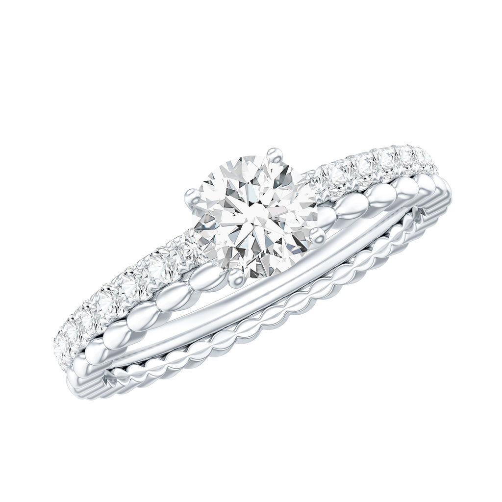 Round Cut Moissanite Designer Engagement Ring With Certificate