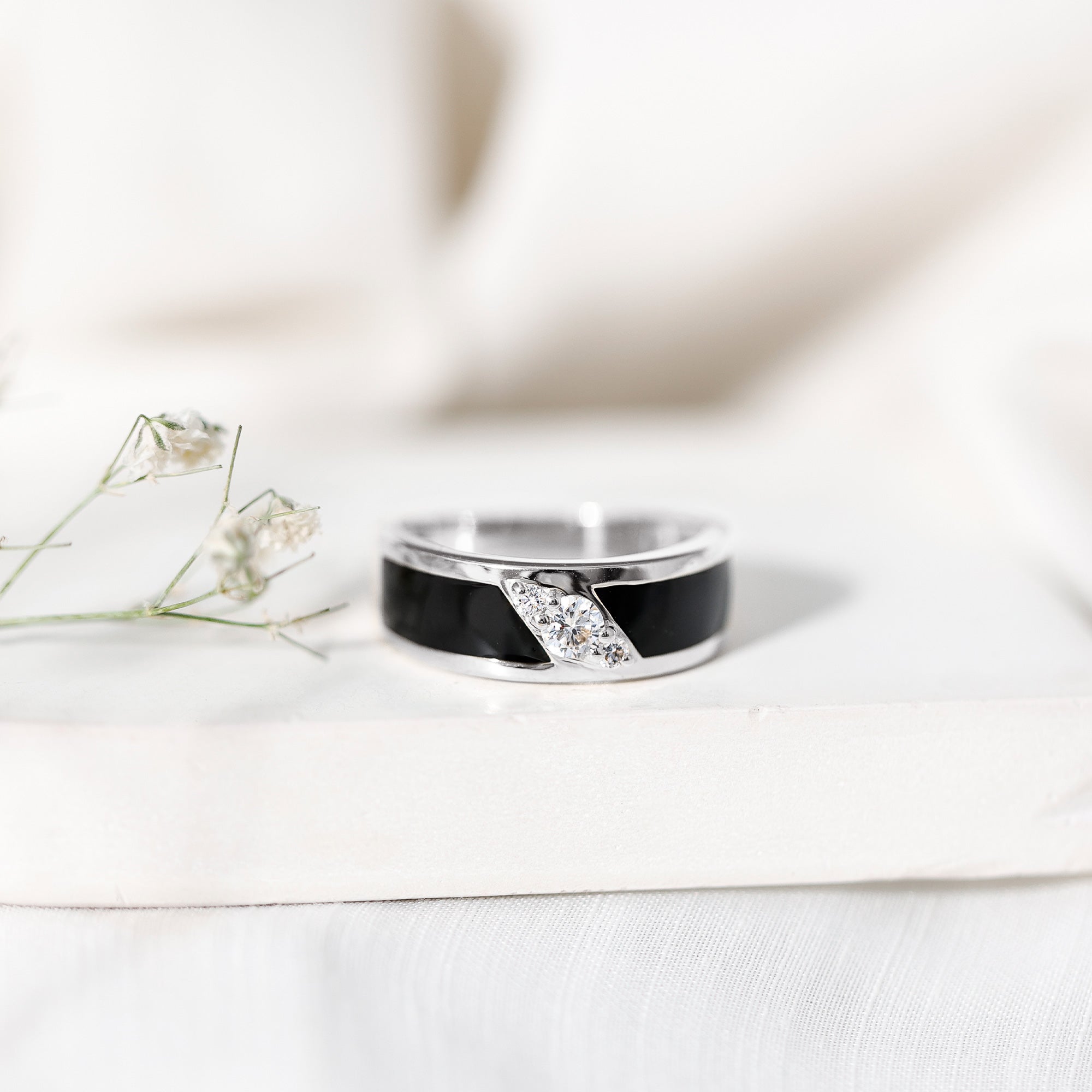 Classic Moissanite Mens Wedding Band Ring