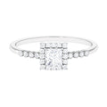 Certified Princess Cut Moissanite Engagement Ring with Halo