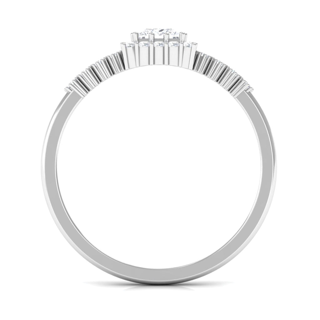Certified Princess Cut Moissanite Engagement Ring with Halo