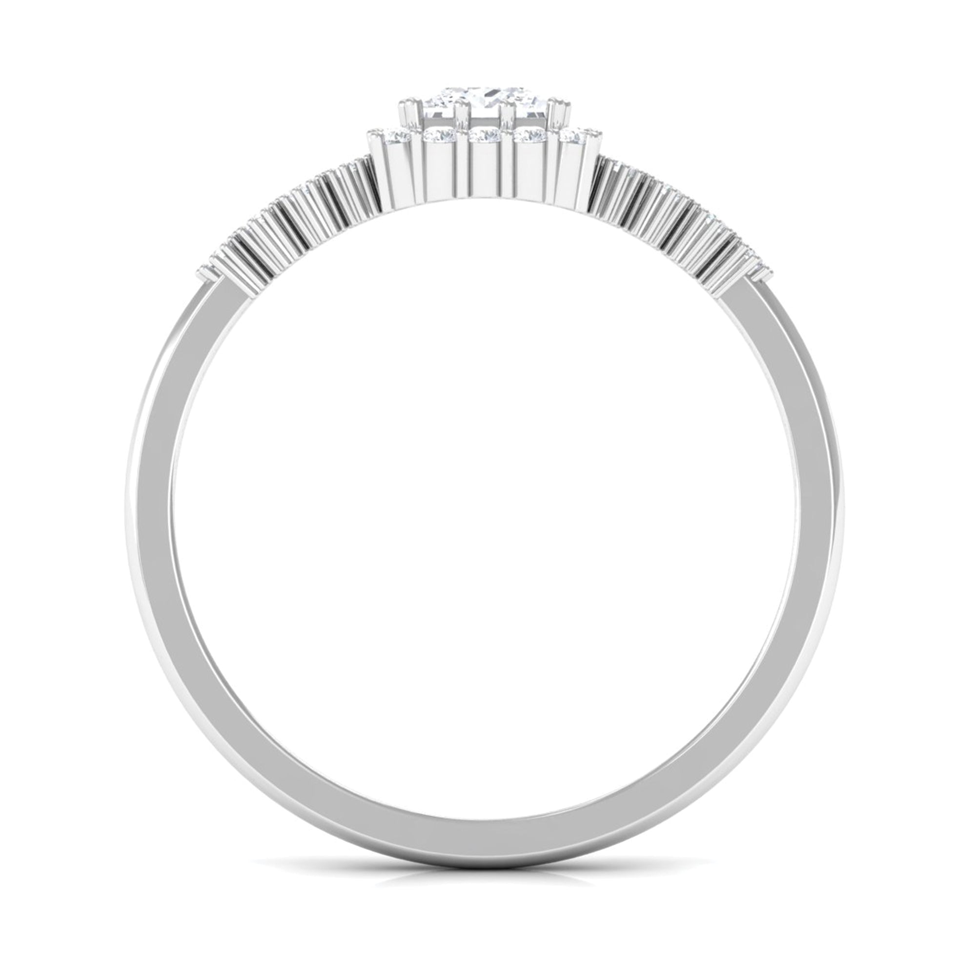 Certified Princess Cut Moissanite Engagement Ring with Halo