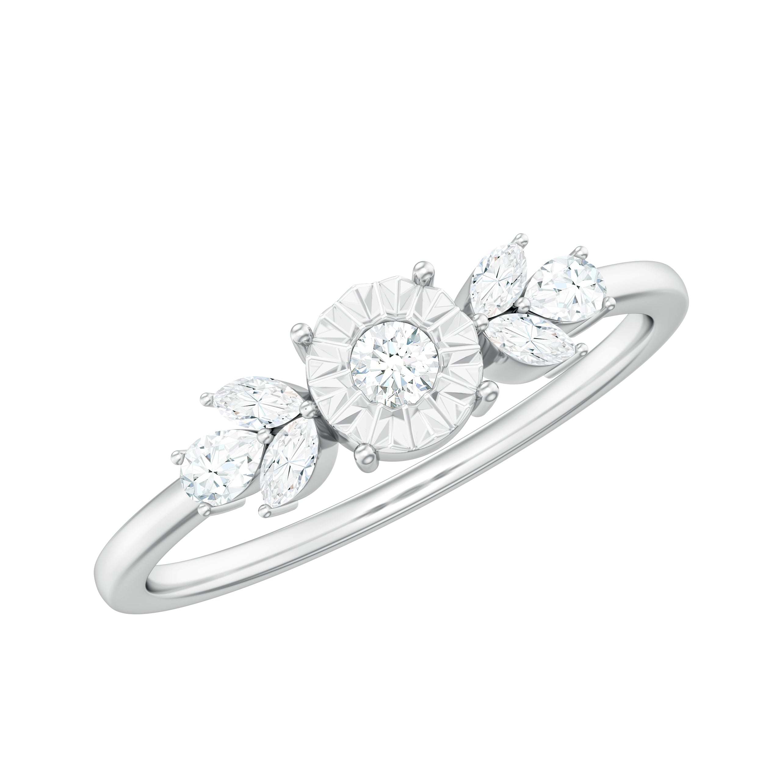 Nature Inspired Diamond Leaf Promise Ring for Women