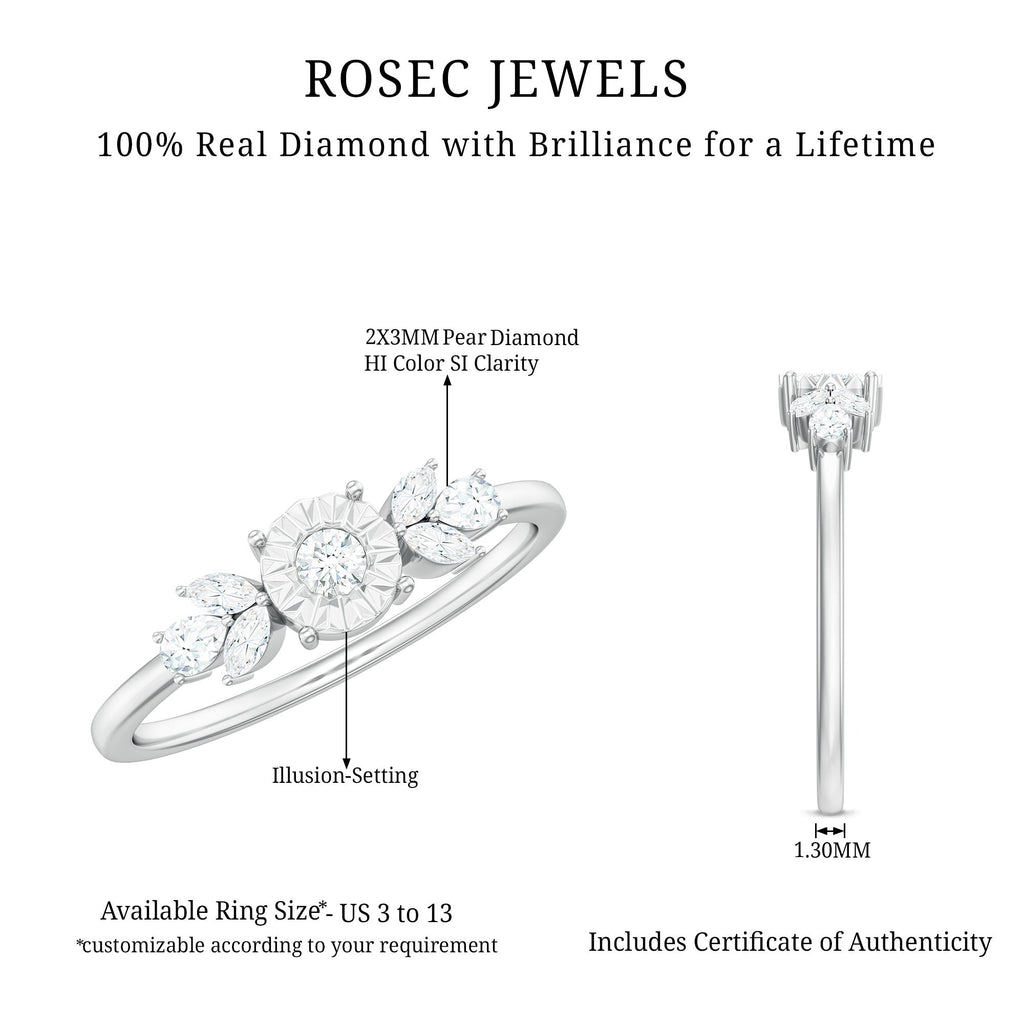 Nature Inspired Diamond Leaf Promise Ring for Women
