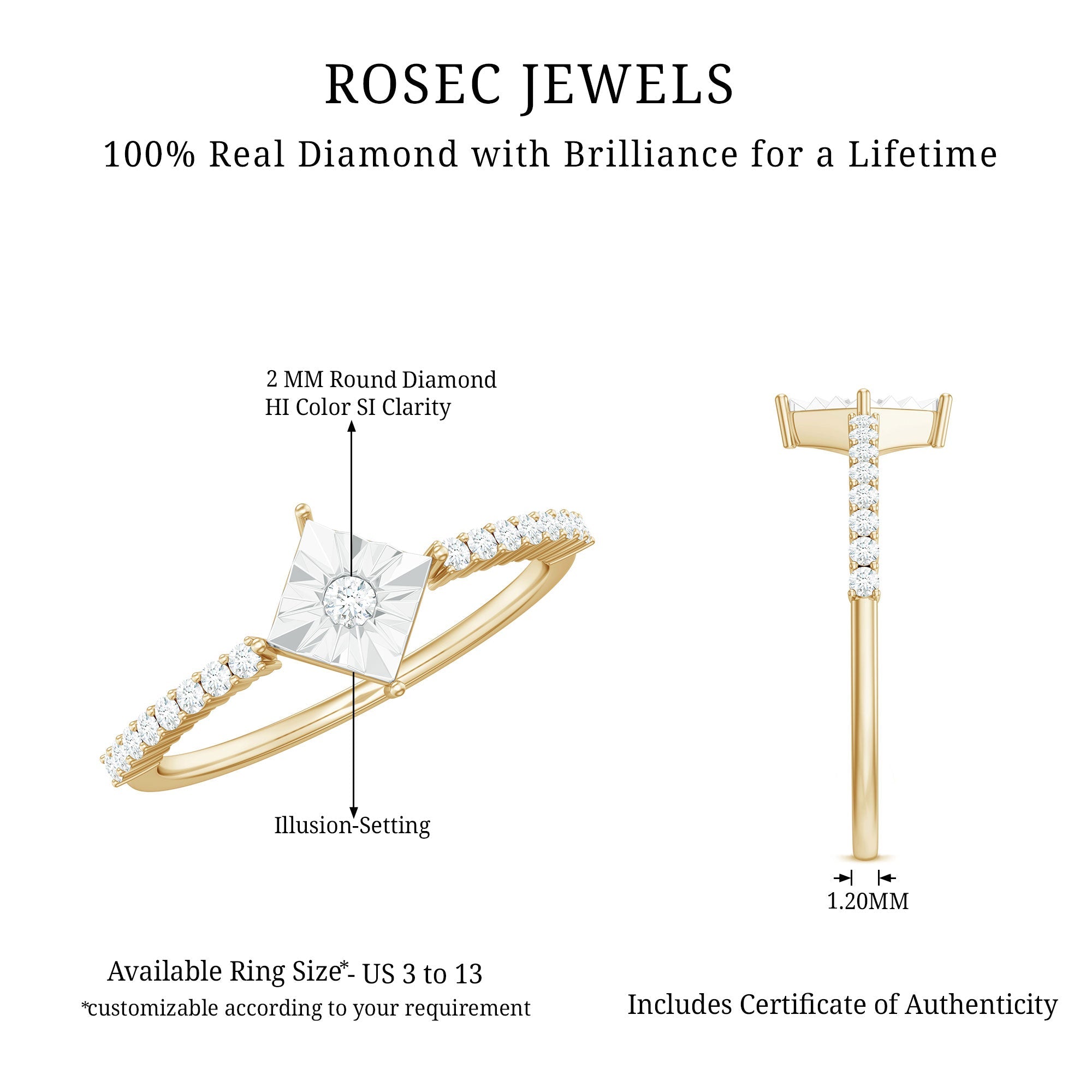 Genuine Diamond Promise Ring in Illusion Setting