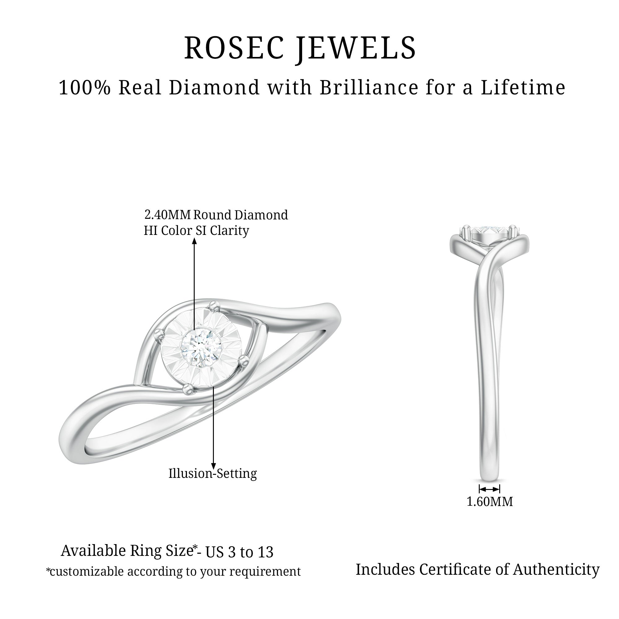 Certified Real Diamond Minimal Promise Ring for Women
