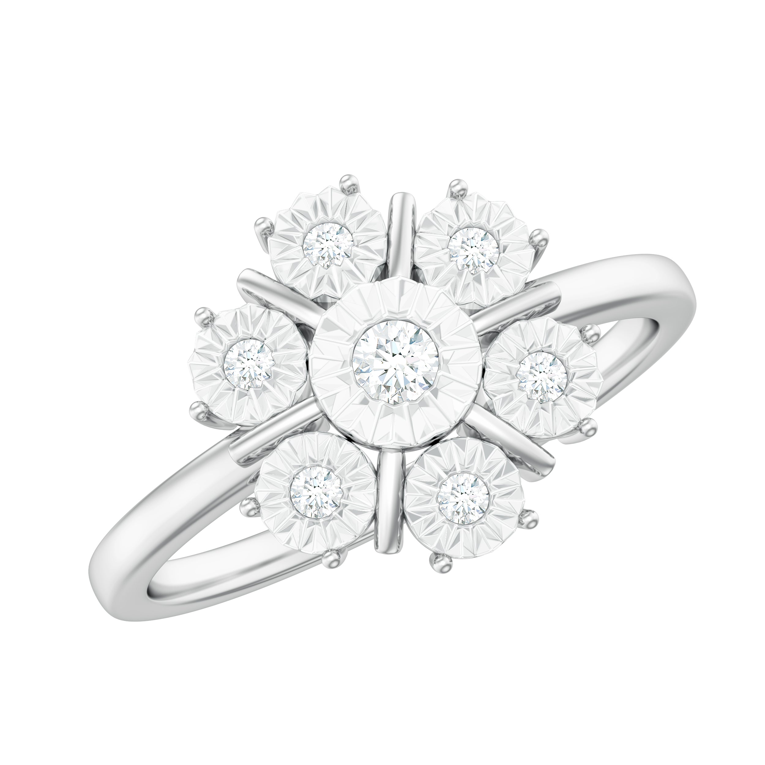 Natural Diamond Cluster Engagement Ring in Illusion Setting