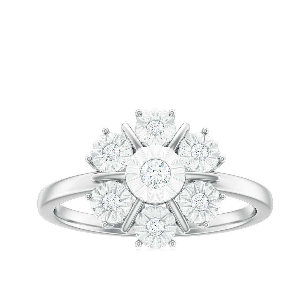 Natural Diamond Cluster Engagement Ring in Illusion Setting
