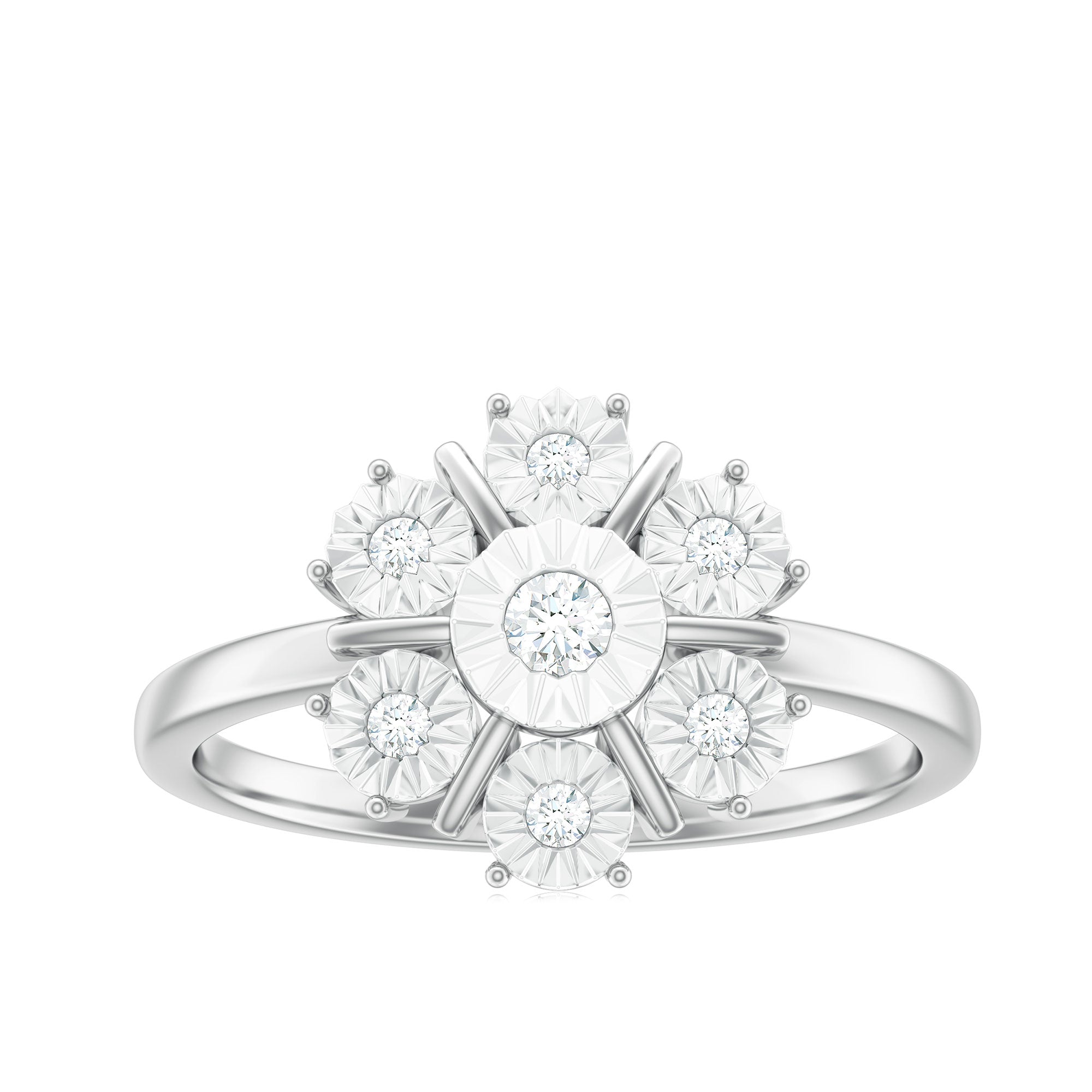Natural Diamond Cluster Engagement Ring in Illusion Setting