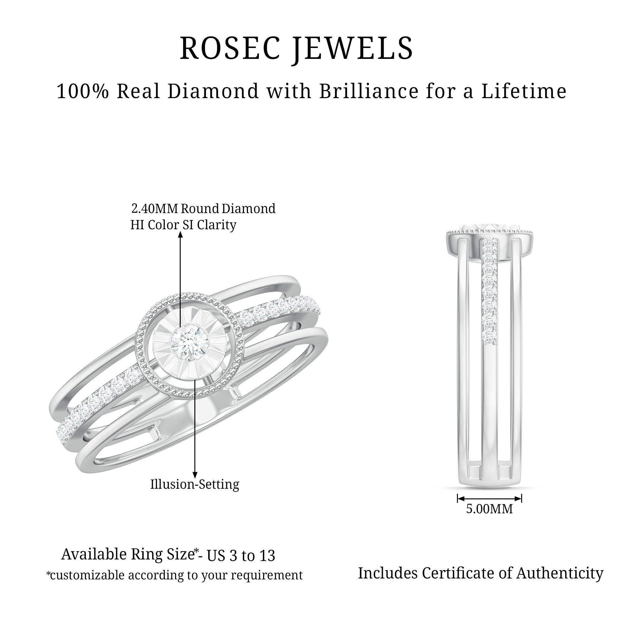 Certified Natural Diamond Engagement Ring for Women