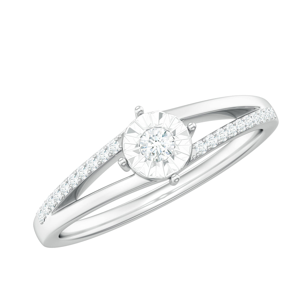 Natural Diamond Engagement Ring with Split Shank