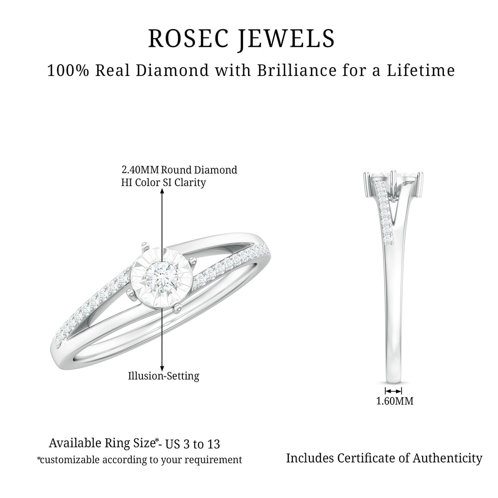 Natural Diamond Engagement Ring with Split Shank