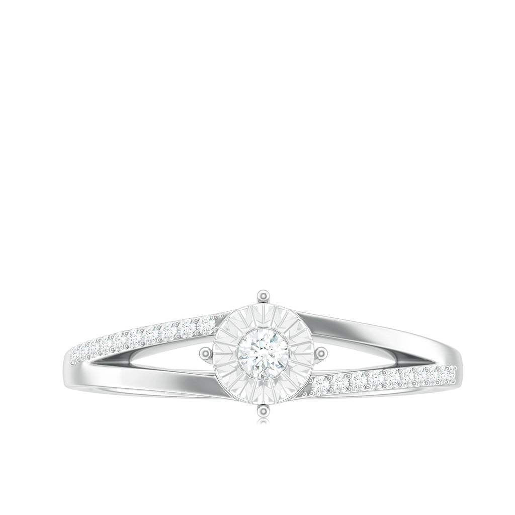Natural Diamond Engagement Ring with Split Shank