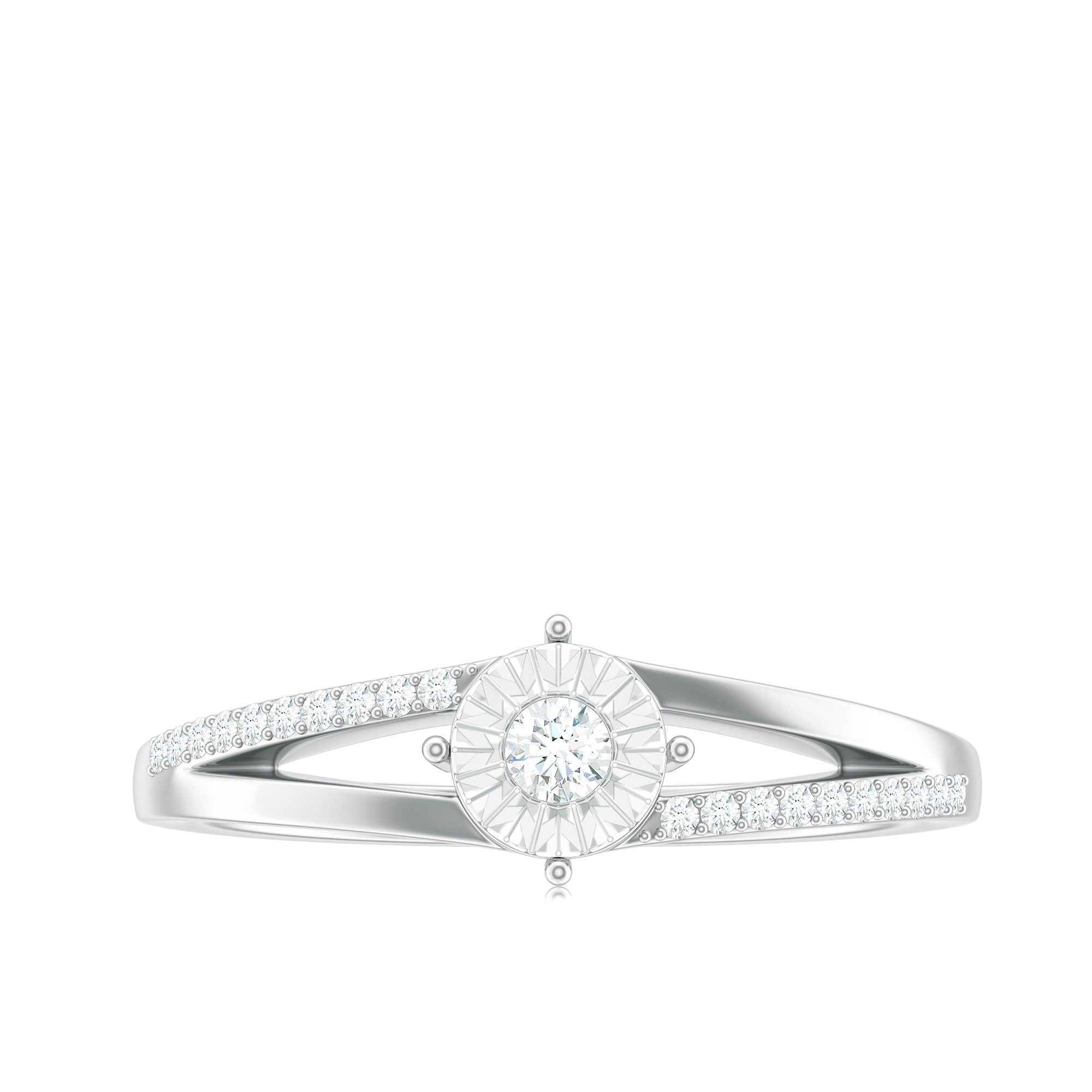 Natural Diamond Engagement Ring with Split Shank