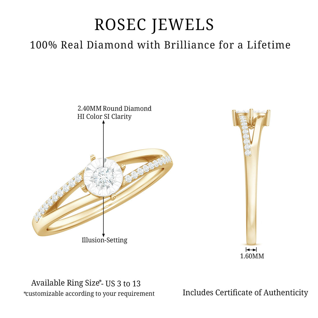 Natural Diamond Engagement Ring with Split Shank