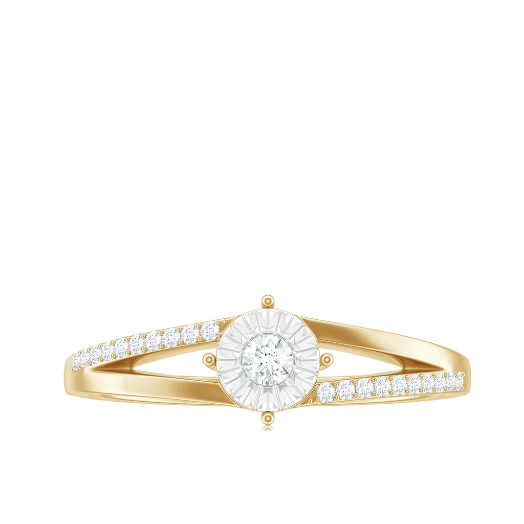 Natural Diamond Engagement Ring with Split Shank