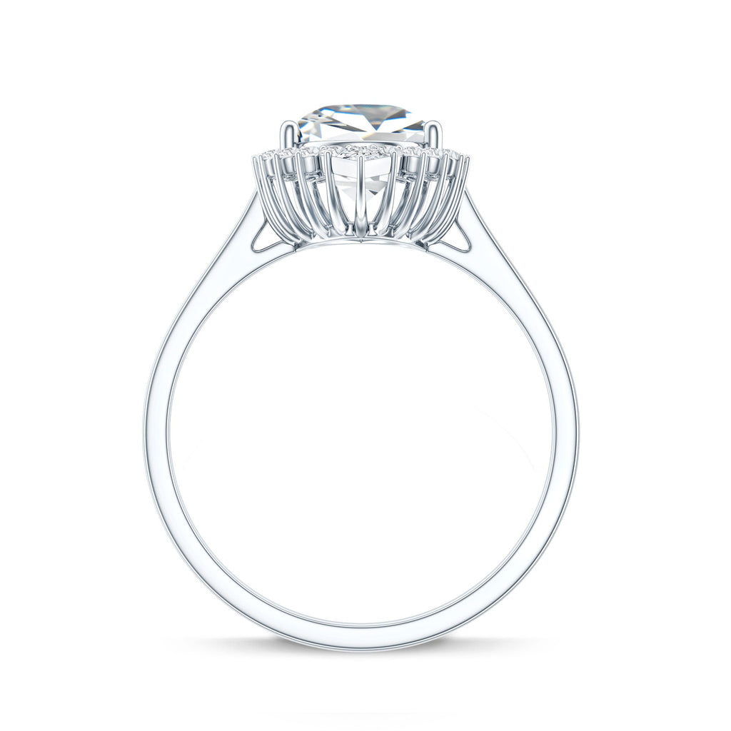 Pear Shape Moissanite Huge Engagement Ring with Halo
