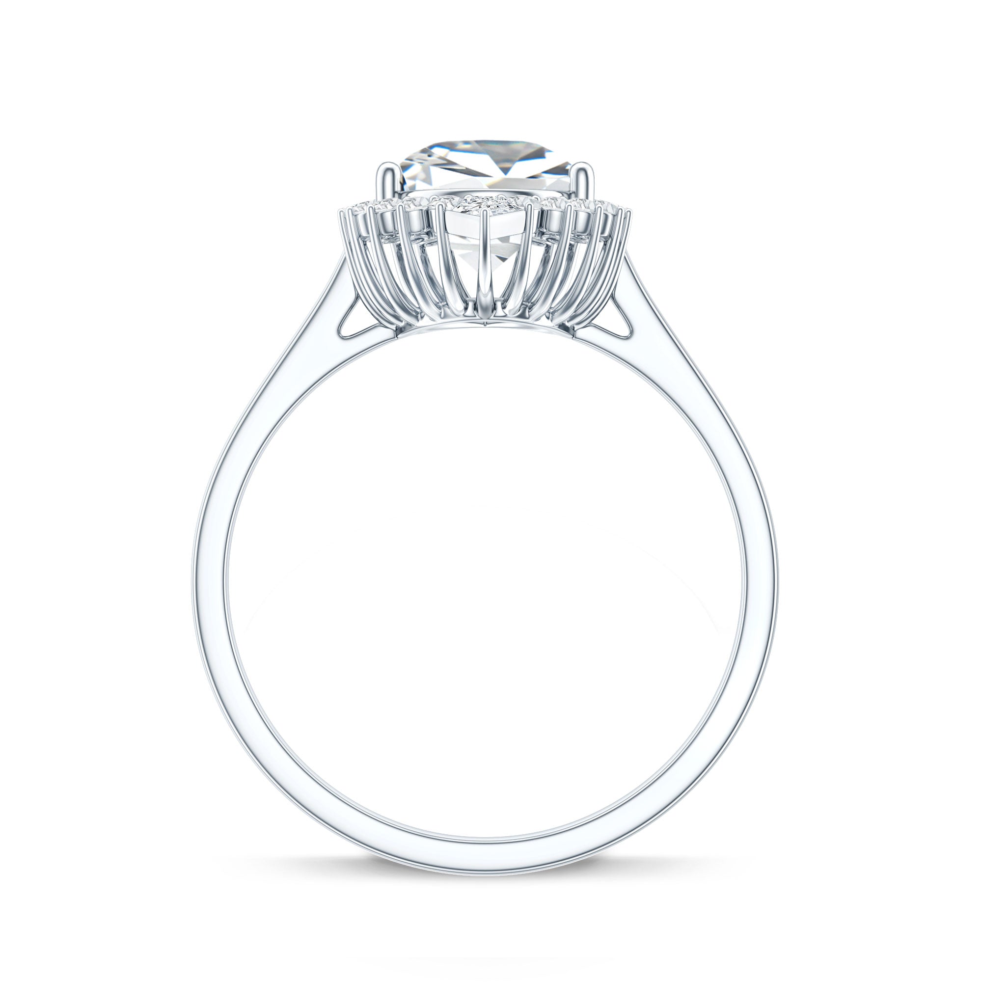 Pear Shape Moissanite Huge Engagement Ring with Halo