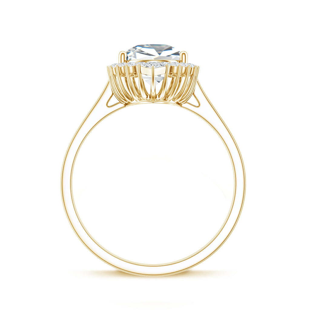 Pear Shape Moissanite Huge Engagement Ring with Halo