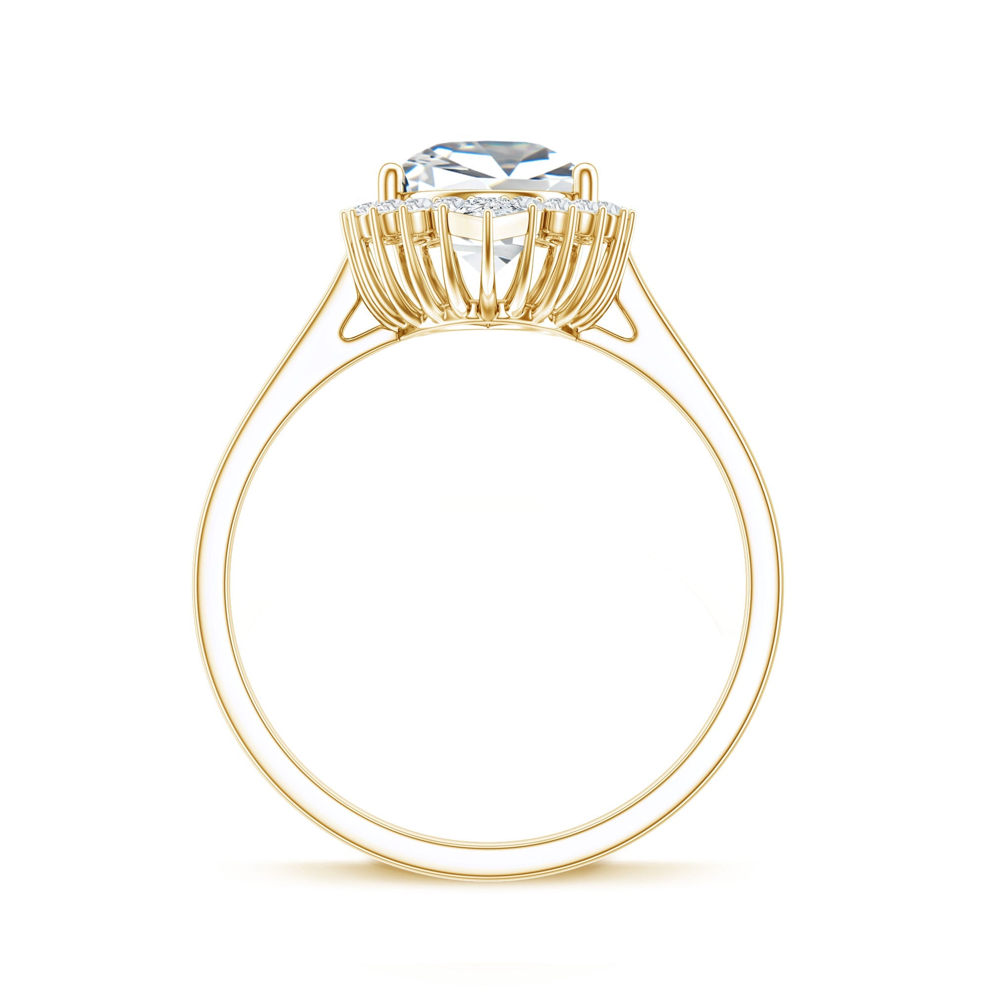 Pear Shape Moissanite Huge Engagement Ring with Halo