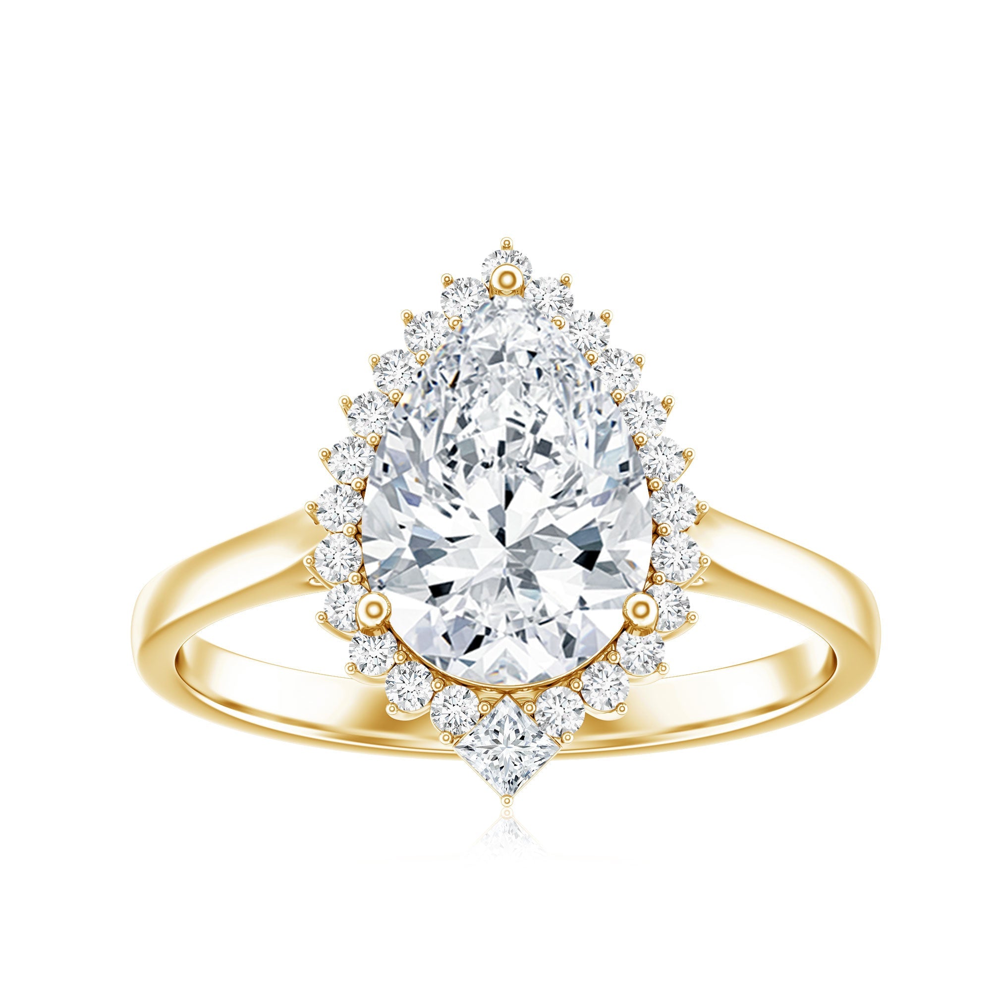 Pear Shape Moissanite Huge Engagement Ring with Halo