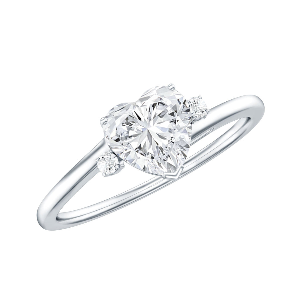 Solitaire Moissanite Heart Engagement Ring in Prong Setting
