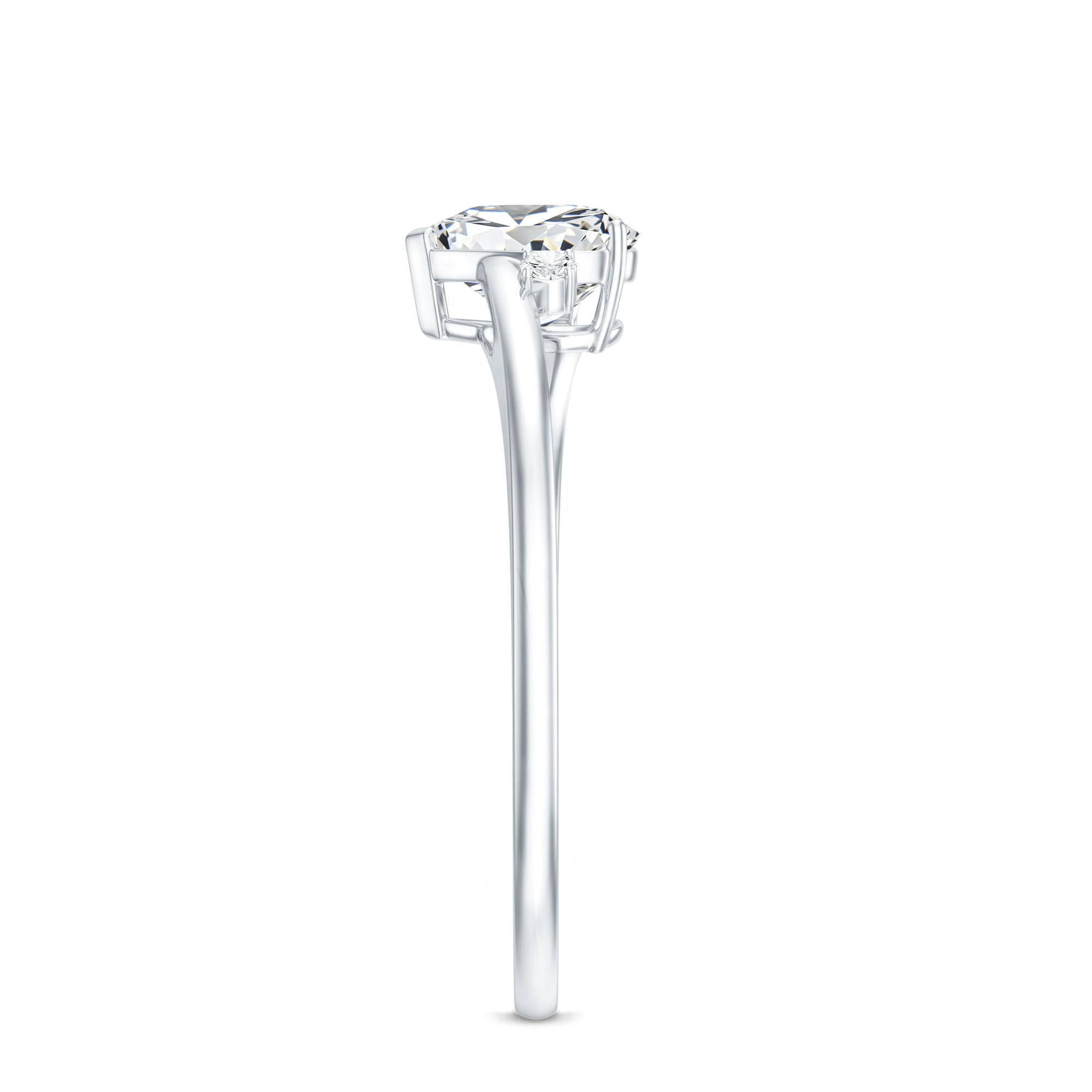 Solitaire Moissanite Heart Engagement Ring in Prong Setting