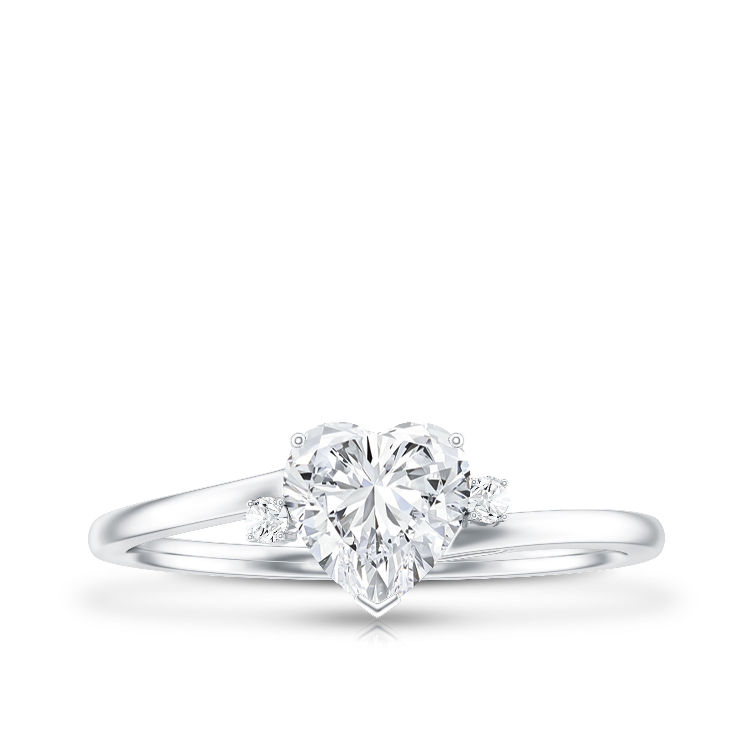 Solitaire Moissanite Heart Engagement Ring in Prong Setting