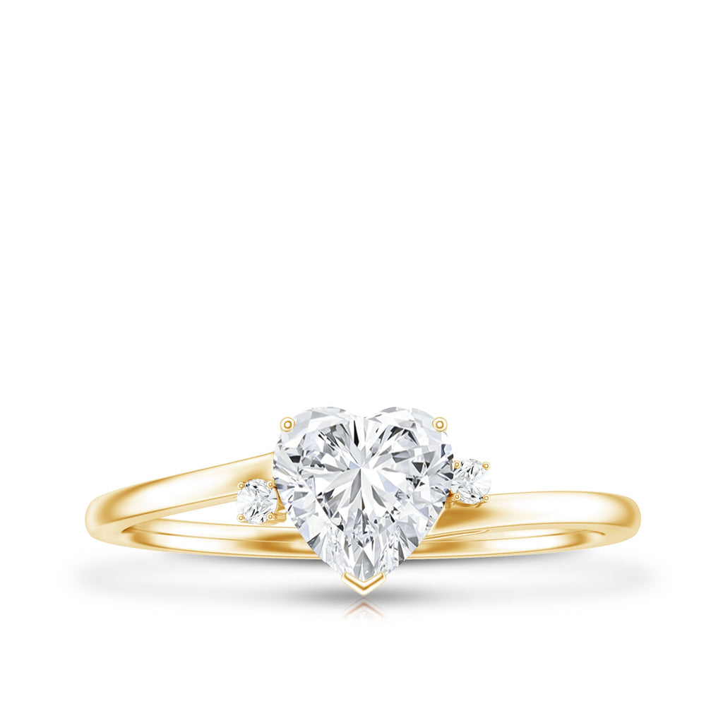 Solitaire Moissanite Heart Engagement Ring in Prong Setting