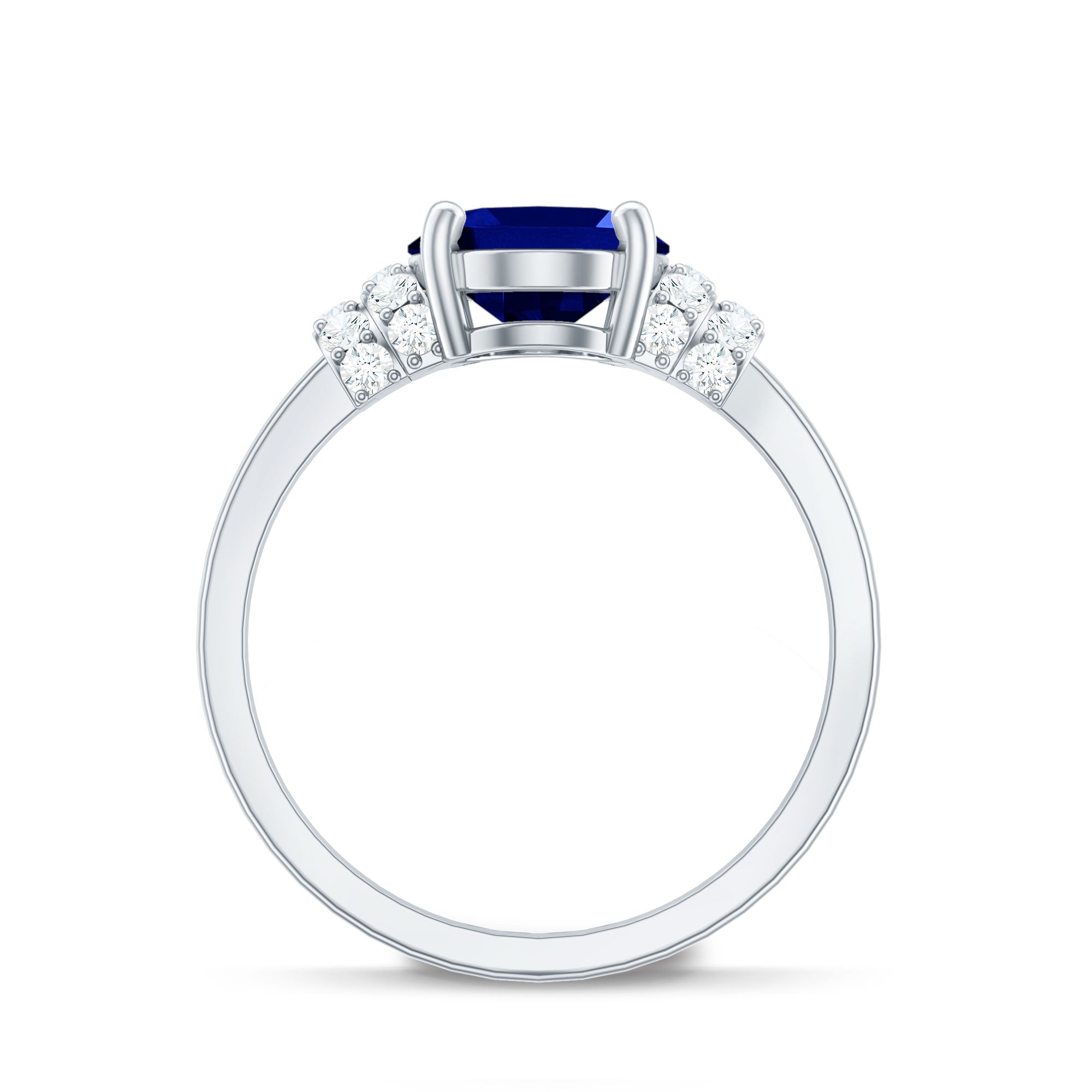 Certified 4 Carat Oval Lab Grown Blue Sapphire Engagement Ring with Diamonds