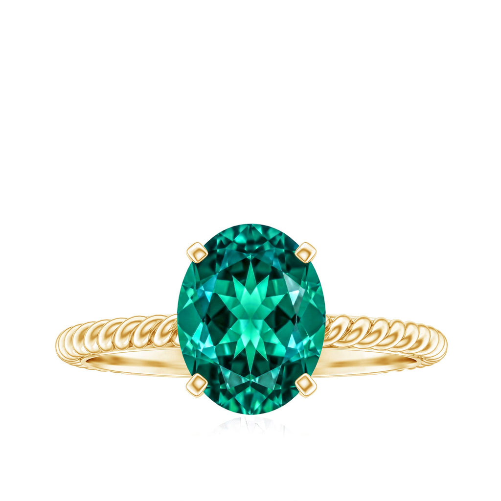 Certified 3 Carat Oval Lab Grown Emerald Ring for Engagement
