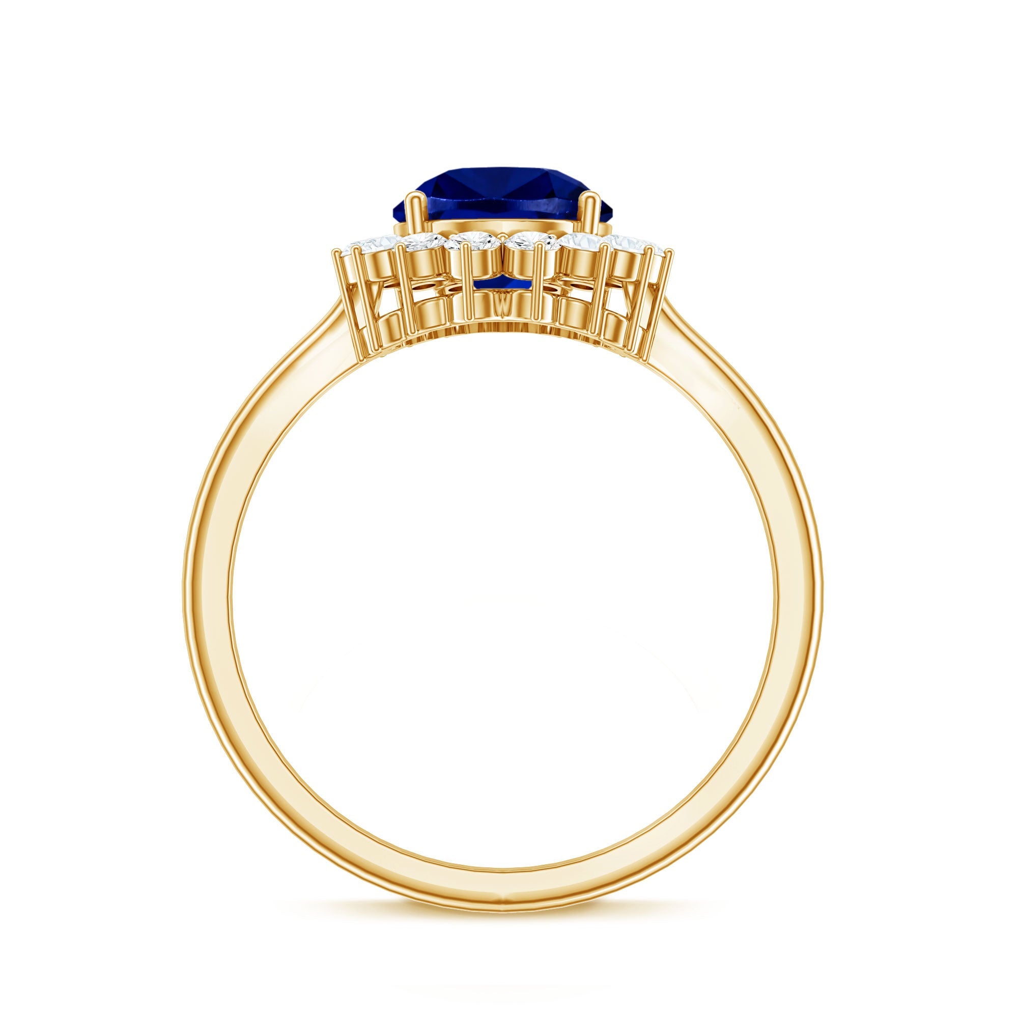 Certified 3.3 Carat Lab Grown Pear Shaped Blue Sapphire Engagement Ring with Diamond Halo