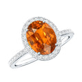 4 Carat Lab Grown Orange Sapphire Oval Engagement Ring with Diamond Halo