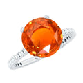 Solitaire 2.25 Carat Lab Grown Orange Sapphire Engagement Ring with Diamond