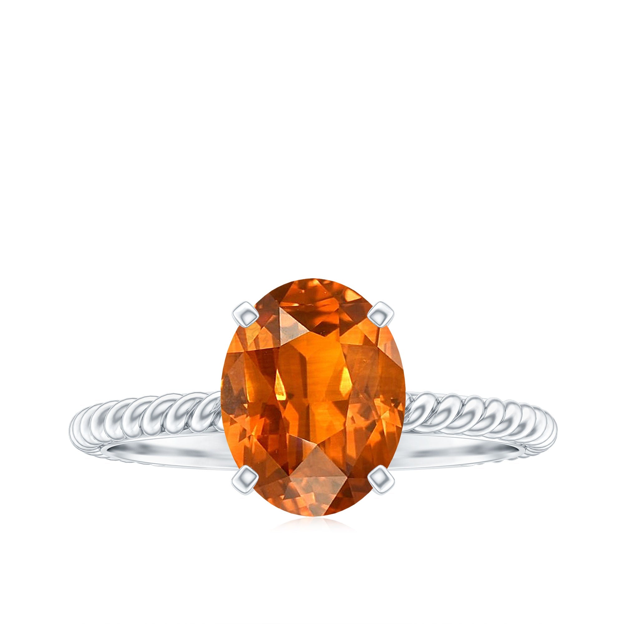 4 Carat Lab Grown Orange Sapphire Engagement Ring with Diamond