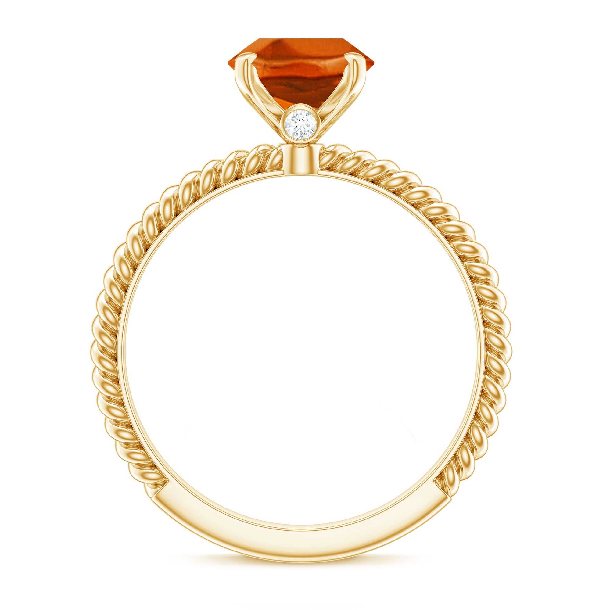 4 Carat Lab Grown Orange Sapphire Engagement Ring with Diamond