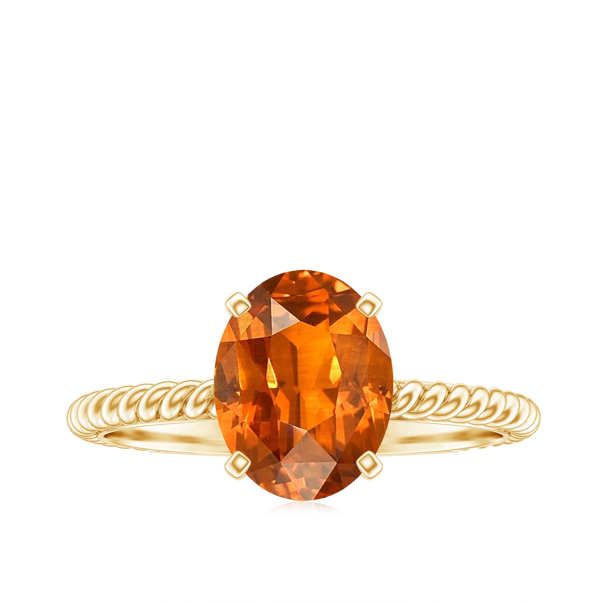 4 Carat Lab Grown Orange Sapphire Engagement Ring with Diamond