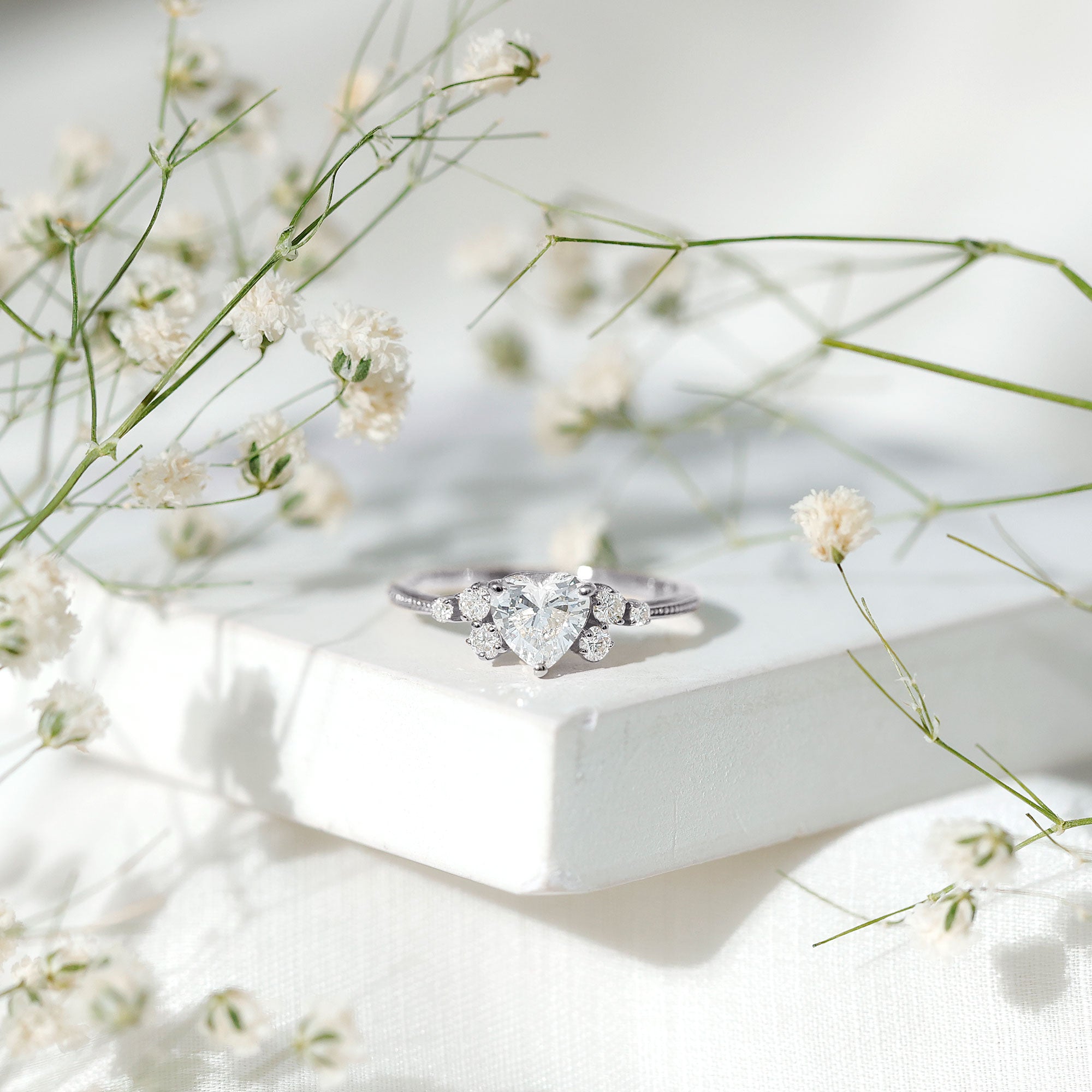 0.75 Carat Lab Grown Diamond Heart Shaped Engagement Ring