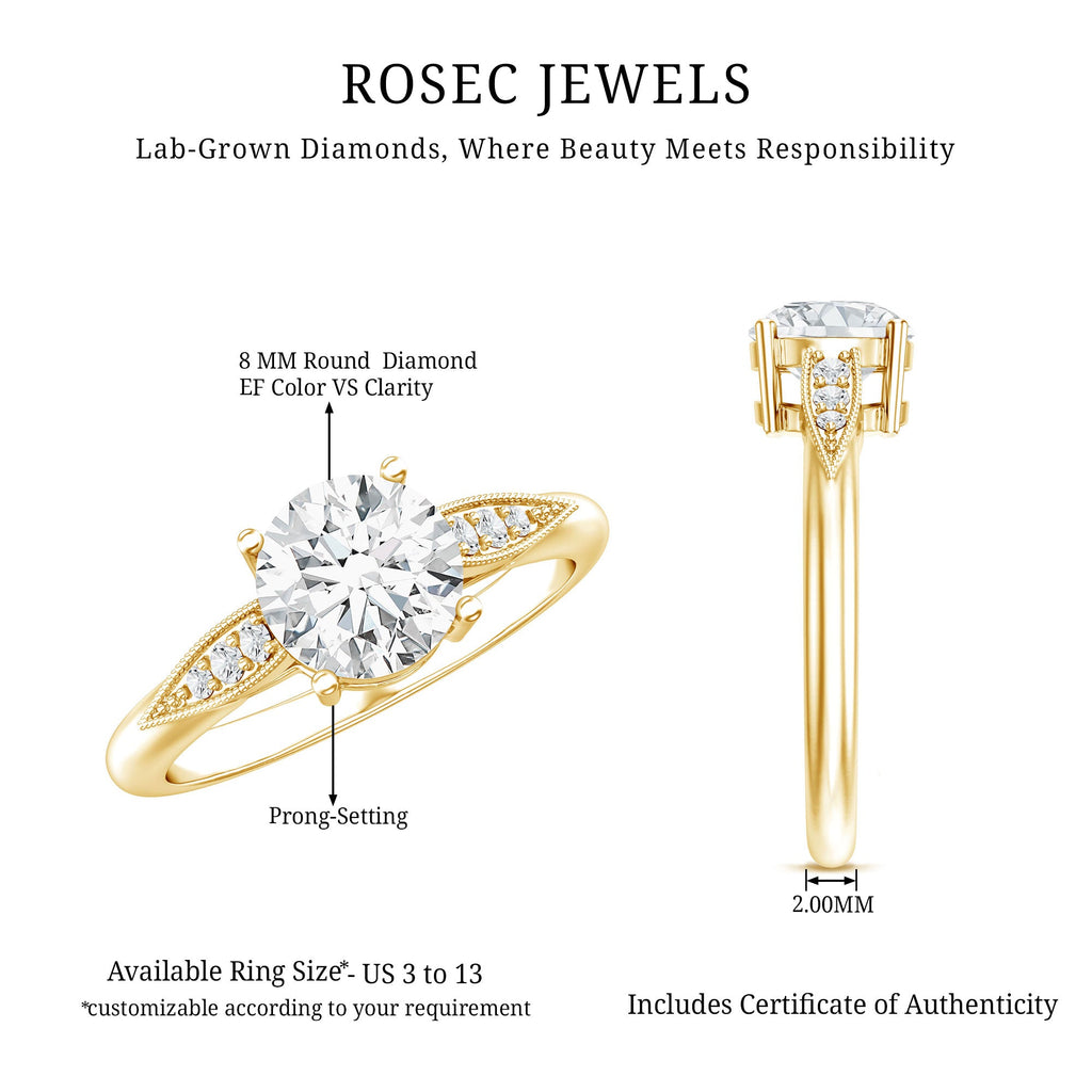 Certified 2 Carat Lab Grown Diamond Classic Engagement Ring