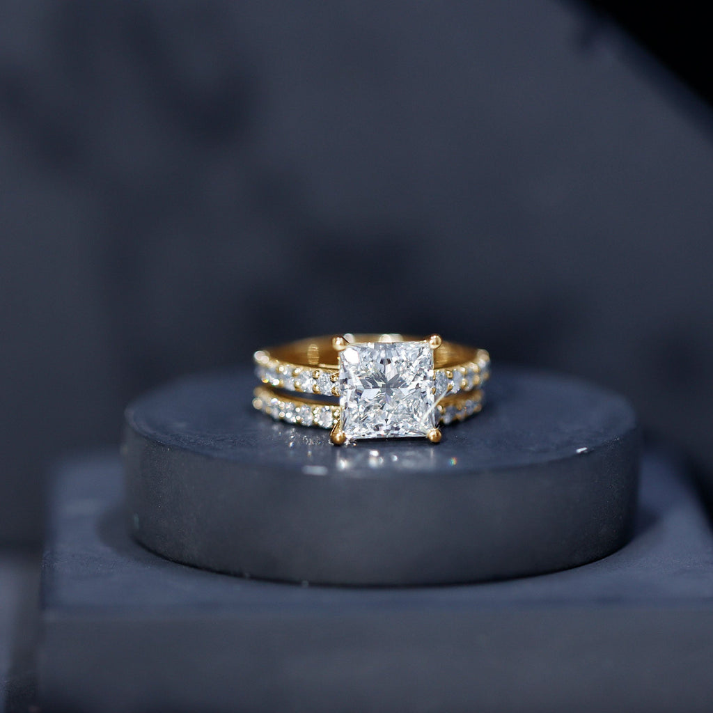 5 Carat IGI Certified Princess Cut Lab Diamond Engagement Ring with Band