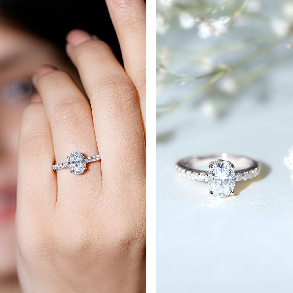 1 Carat Oval Shaped Lab Grown Diamond Engagement Ring with IGI Certificate