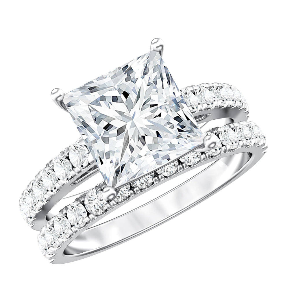 IGI Certified 3 Carat Princess Cut Lab Grown Diamond Wedding Ring Set