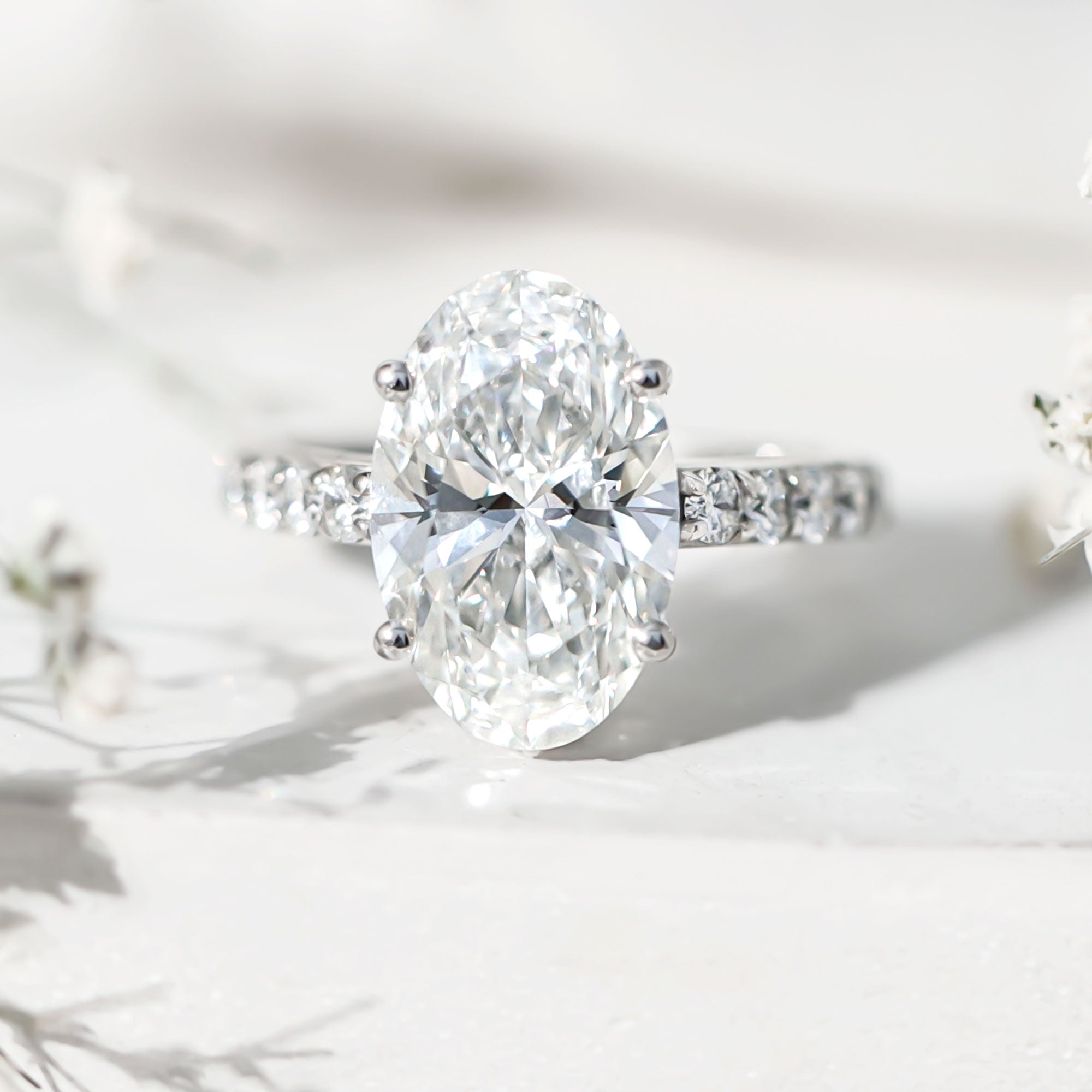 5 Carat Big Lab Grown Diamond Oval Engagement Ring with IGI Certificate