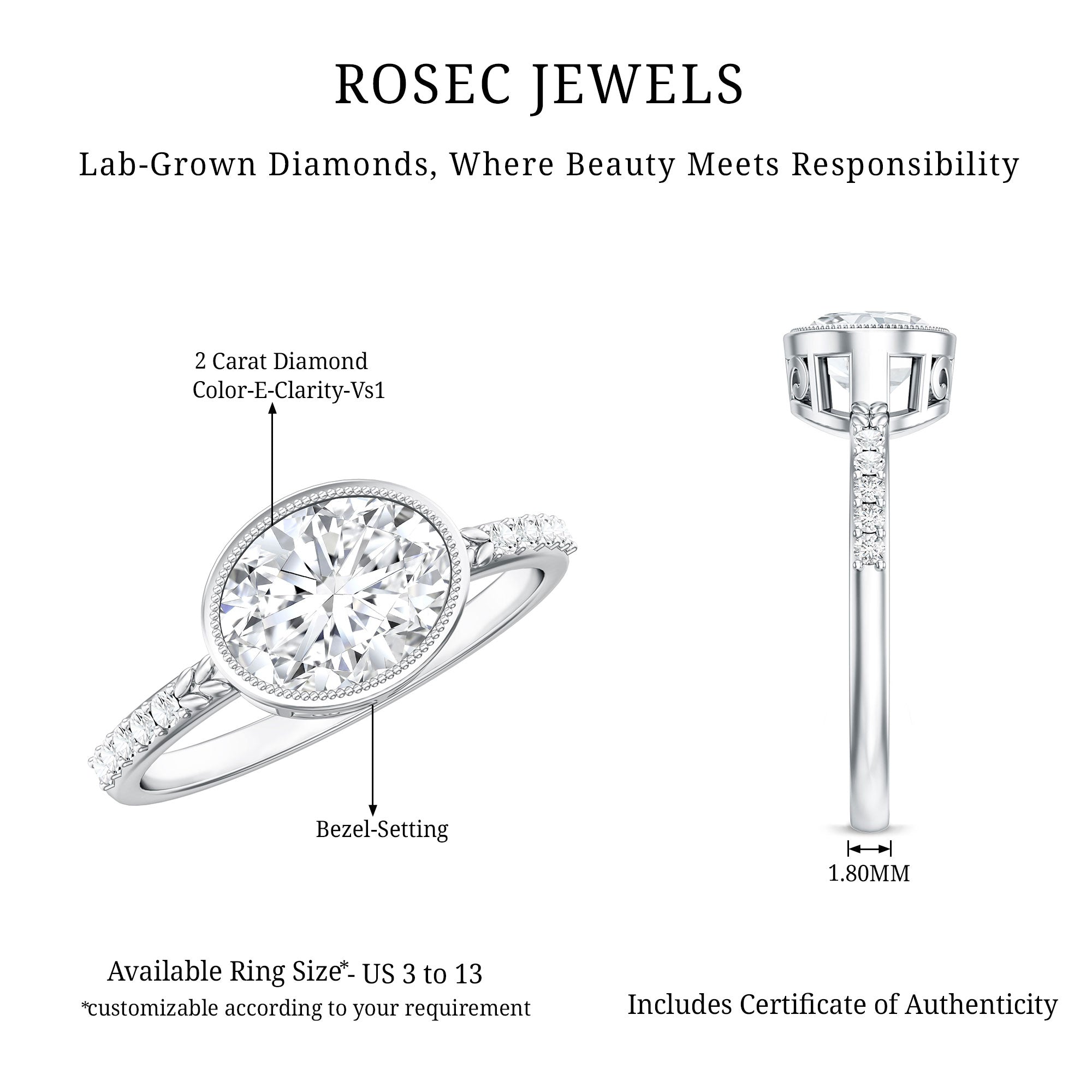 IGI Certified Lab Diamond Engagement Ring with 2 Carat Oval