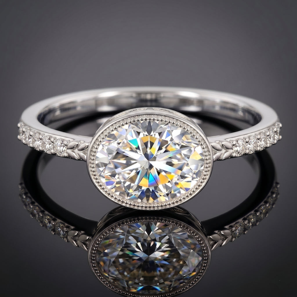 IGI Certified Lab Diamond Engagement Ring with 2 Carat Oval