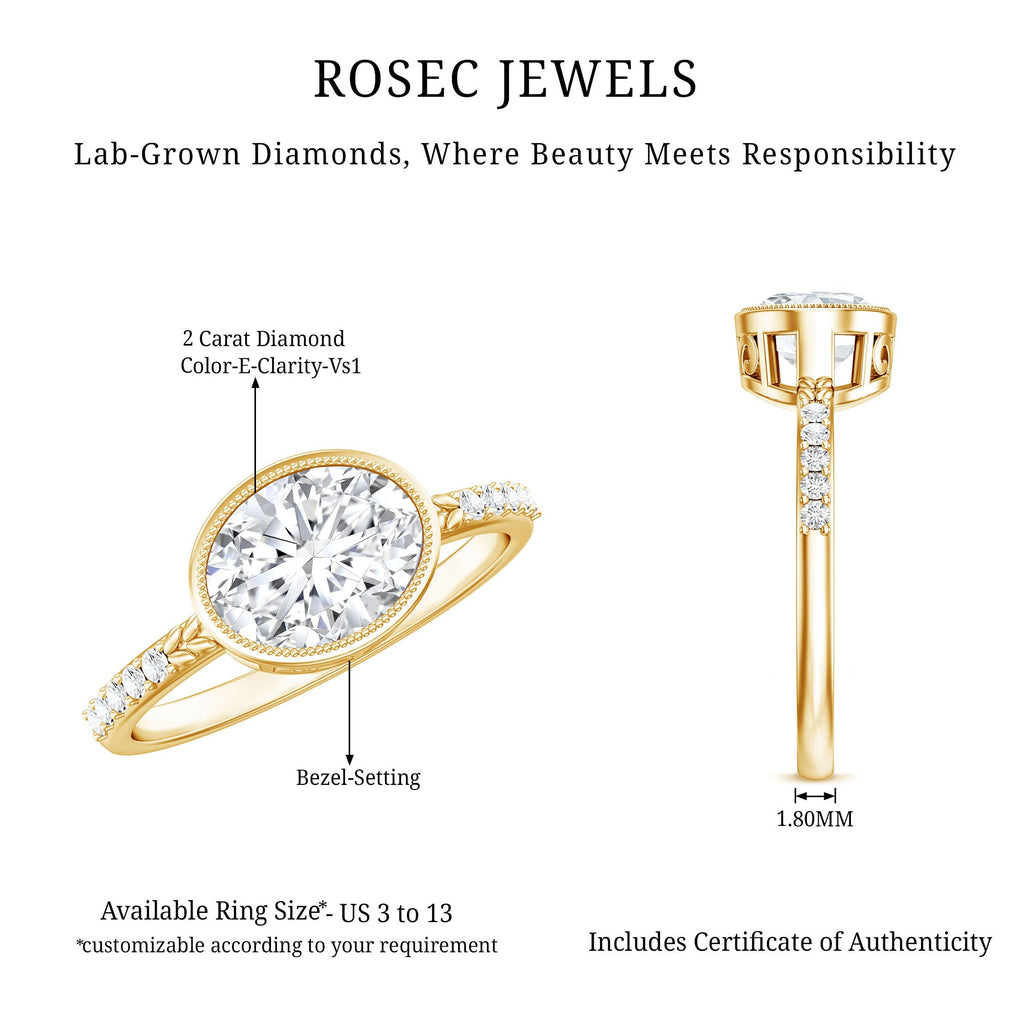 IGI Certified Lab Diamond Engagement Ring with 2 Carat Oval