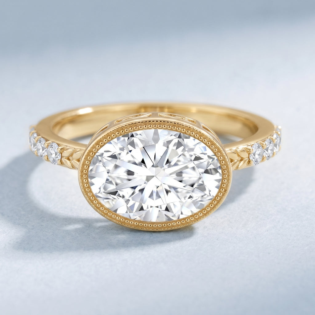 3 Carat Big Lab Grown Diamond Bezel Set Engagement Ring with IGI Certificate