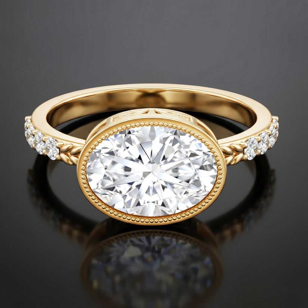 3 Carat Big Lab Grown Diamond Bezel Set Engagement Ring with IGI Certificate
