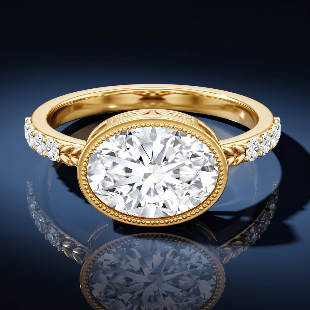3 Carat Big Lab Grown Diamond Bezel Set Engagement Ring with IGI Certificate