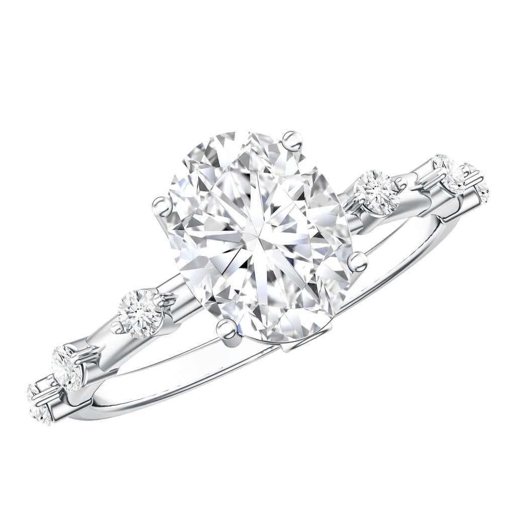 IGI Certified 2 Carat Lab Grown Diamond Oval Engagement Ring with Spaced Accent
