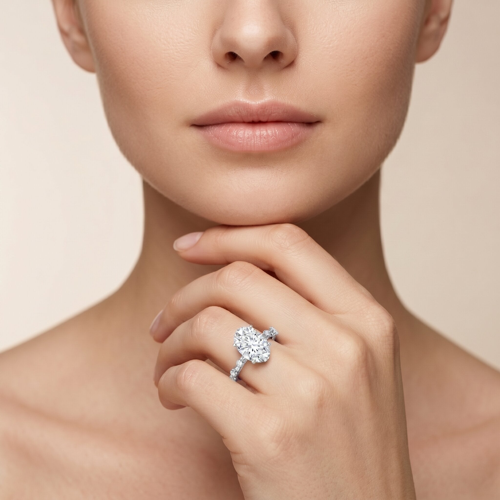 3 Carat Oval Lab Grown Diamond Solitaire Engagement Ring with IGI Certificate